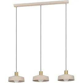 EGLO Valdiola 3-flg. E27 60 cm rund sandfarben und messing gebürstet