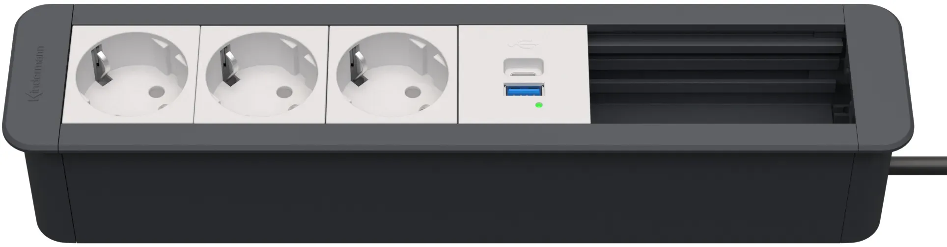 Kindermann CablePort Office frame 6-fach, 3x Strom + 1x USB-PD