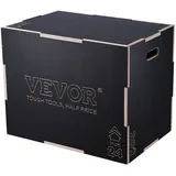 Vevor 3-in-1-Plyometrische Sprungbox 30/24/20-Zoll-Plyobox, Sprungkasten Sprungkiste 204 kg Tragfähigkeit, Fitnessübungs-Step-Up-Box für Heimtraining, Sprungkrafttraining Schwarz Einstellbare Höhe
