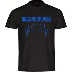 multifanshop Kinder T-Shirt - Braunschweig - Herzschlag - Druck blau - Kind
