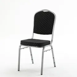 BIG Möbel GmbH Bankettstuhl GALA Schwarz – Stapelbar, Silbernes Stahlgestell, 6 cm Polsterung
