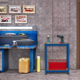 Relaxdays Schwerlastregal Stahl/MDF 180x70x45 cm blau 5 Böden 500 kg
