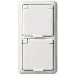Elso 235414 Steckdose 2-fach komplett 16A FASHION IP44 Schraubklemme reinweiß