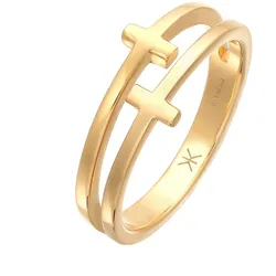 KUZZOI Herren Kreuz Double 925 Silber Ringe   