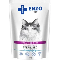 ENZO VET Sterilisiertes Futter für sterilisierte Katzen mit Truthahn in Gelee 100g