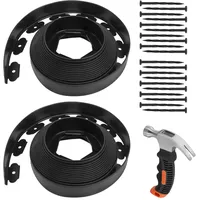 HEIYUET 2 Stück 10m Flexible Rasenkante Kunststoff, 5cm Höhe Garten Beeteinfassung mit 60 Erdanker und Hammer, Kunststoff Beetumrandung Schwarz für Rasenabgrenzung