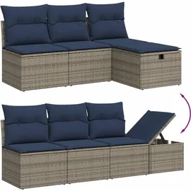 vidaXL 9-teiliges Gartensofa-Set mit Kissen, grau, Polyrattan - Grau
