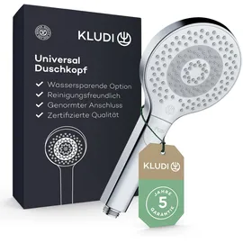 Kludi KLUDI-X3 Universal Duschkopf wassersparend als Option, Duschbrause mit 3 Strahlarten (Body, Hair, Skin), reinigungsfreundlicher Brausekopf Ø 11,7 cm, Shower Head, Chrom