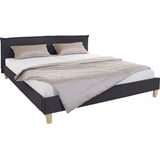 OTTO products Polsterbett »Heddi«, in 5 Breiten: von 90cm-200cm, Biese am Kopfteil, Strukturstoff, schwarz