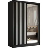 AX Living Schwebetürenschrank, Schwarz, Weiß, Kunststoff, Teilmassiv,Kiefer, Rechteckig, 150x216x61 cm, Hergestellt in Europa, FSC Mix, Reach, Schlafzimmer, Kleiderschränke, Schwebetürenschränke
