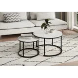 home collective Couchtisch 2er Set Weiß Holz 70 x 42,5 cm