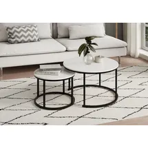 home collective Couchtisch 2er Set Weiß Holz 70 x 42,5 cm