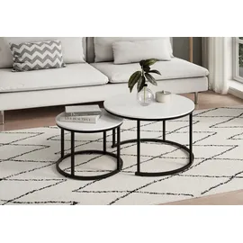 home collective Couchtisch 2er Set Weiß Holz 70 x 42,5 cm