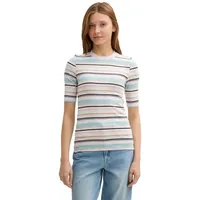 Tom Tailor Denim Damen RIPP T-Shirt mit Streifenmuster, 36539