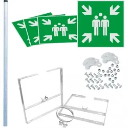 Dreifke® Würfelset Rettungszeichen Sammelstelle, 400x400mm, inkl. Pfosten/Befestigung
