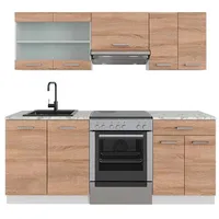 Vicco R-Line Küchenzeile Sonoma/Weiß 200 cm ohne Arbeitsplatte