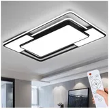 Style Home Deckenleuchte LED Deckenlampe 150W dimmbar mit Fernbedienung, warmweiß bis kaltweiß einstellbar, Rechteckige Leuchte für Wohnzimmer Schlafzimmer Büro (Schwarz, 90 * 60 * 6cm)