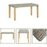 The Living Store - Gartenbank 120 Cm Grau Poly Rattan Und Massivholz Akazie - Gartenbank - Sitzbank - Outdoor Möbel - Gartenmöbel - Rattan Gartenbank