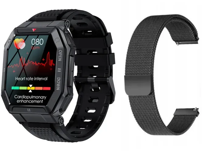 Neuer Smartwatch GlacierX Trail Black + Mesh-Armband GX-TC55 BM