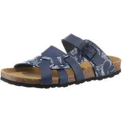 Pantolette ANISTON SHOES, Damen, Gr. 42, blau (dunkelblau gemustert), Lederimitat, Schuhe Schlappen Pantolette, Sommerschuh, Schlappen mit verstellbaren Schnallen
