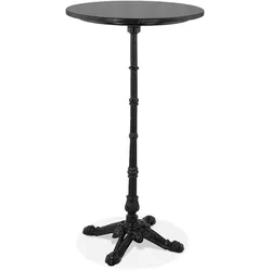 Runder Stehtisch Ø 60, 112 cm hoch, schwarzer Marmoroptik-Stein, Gusseisenfuß, rustikal | Kadima Design