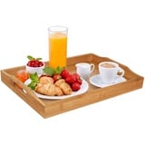 Dudoplatz Bambus Serviertablett mit Griffen Serviertablett Ideen für Abendessen, Tee, Bar, Tisch, Frühstückstablett, gut für Partys oder Betttablett (40 x 28.7 x 5.9 cm)