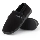 riemot Mokassin Hausschuhe Herren Warme Wildleder Hausschuhe Memory Foam Pantoffeln Diabetiker Schuhe Winter Sherpa Futter Haus Schuhe mit Anti-Rutsch Gummi Sohle Schwarz EU44 - 44 EU