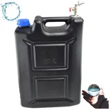 Wasserkanister 20l aus Kunststoff Schwarz, Wasserbehälter mit Hahn Campingkanister Trinkwasserkanister Wassertank Kunststoffkanister für Haus Garten Auto Camping, dichter Verschluss, bequemer Griff