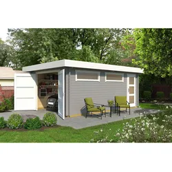 WEKA Garage, BxT: 422,7 x 600 cm, holz - grau