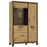 Forte Highboard TRONDHEIM, Artisan Eiche Dekor B 102 cm - Absetzungen in Schwarz - 2 Türen