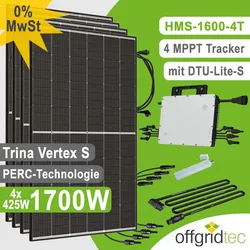 Offgridtec Balkonkraftwerk 1700W Blackframe Mini-PV Solaranlage inkl. HMS-1600-4T und DTU-Lite-S