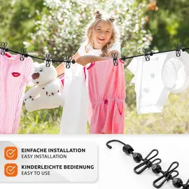 ECENCE Wäscheleine 2 Stück elastisch 1,75 - 3 m