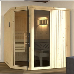 WEKA Ecksauna »Varberg 3«, BxHxT: 194 x 199 x 194 cm - beige