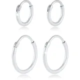 KUZZOI Paar Creolen KUZZOI "Herren Creolen Basic (4 tlg) 925 Silber", silber, Ohrringe, Herren, onesize, ohne Stein, Silber 925 (Sterlingsilber)