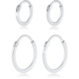 KUZZOI Paar Creolen KUZZOI "Herren Creolen Basic (4 tlg) 925 Silber", silber, Ohrringe, Herren, onesize, ohne Stein, Silber 925 (Sterlingsilber)