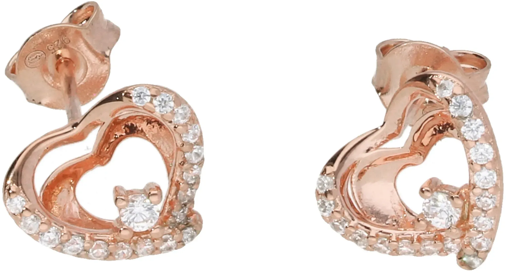 Paar Ohrstecker SMART JEWEL "Herz mit Zirkonia, rosé vergoldet, Silber 925" Ohrringe Gr. Silber 925 (Sterlingsilber), rosegold (rosé vergoldet) Damen