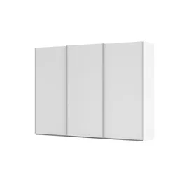 meinSchrank Schwebetürenschrank Regina 301 x 223 x 68 cm Weiß/Beige/Grau/Schwarz