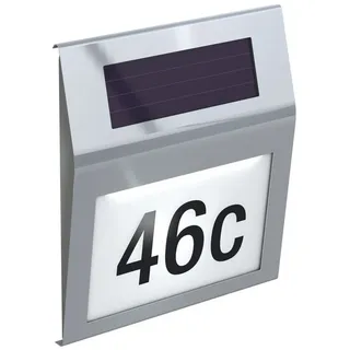 BASI | Solar Hausnummer aus Edelstahl | Beleuchtet für den Außenbereich | mit Zahlen- und Buchstaben Set