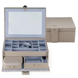 Windrose Schmuckkoffer Taupe Schmuckkoffer
