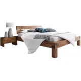 SAM Balkenbett 180x200 cm Alias, Holzbett aus Akazienholz, Natur-Holzbett mit geteiltem & angewinkeltem Kopfteil, jedes Bett EIN pflegeleichtes Unikat