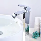 Tigrezy - Wasserfall-Waschtischmischer, Badezimmer-Wasserhahn, modernes Wasserfall-Wasserhahn-Design mit verstellbarer Warm- und
