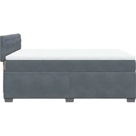 vidaXL Boxspringbett mit Matratze Dunkelgrau 140x200 cm Samt