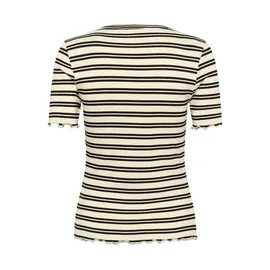 St Tropez Kurzarmshirt "OlaliaSZ SS T-Shirt", Damen, Gr. M, ice schwarz stripe, Strick, Obermaterial: 95% Viskose, 5% Elasthan, gestreift, hüftlang, Rundhals, gewellter Abschluss, Shirts