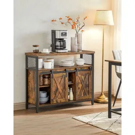 VASAGLE Sideboard 100 x 80 x 33 cm Braun/Schwarz