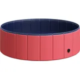 PawHut Hundepool Planschbecken für Hunde Ø100xH30 cm aus PVC und Holz, rot, ideal für Sommererfrischung und Spielspaß   Aosom.de