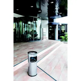 Durable Papierkorb EDELSTAHL mit Ascher metallic silber