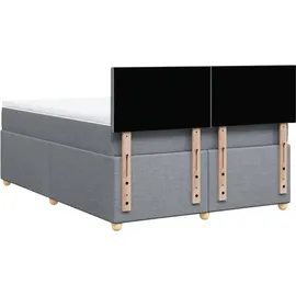 vidaXL Boxspringbett mit Matratze Hellgrau 140x200 cm Stoff