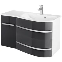 WELLTIME Waschtisch WELLTIME "OSLO", grau (anthrazit, weiß), B:90cm H:50cm T:44cm, Waschtische, Waschtisch, Breite 90 cm, Badmöbel mit geschwungener Front, Ablage links