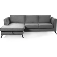 CAVADORE Ecksofa Ole / Samt-Sofa in L-Form mit Schwenkrücken und großem Longchair / 261 x 88 x 172 / Samtoptik Hellgrau