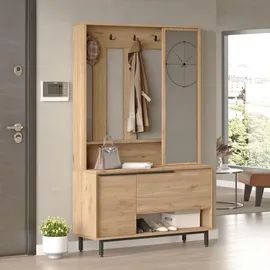 [en.casa] Kompaktgarderobe Vesanto 178x112x36 cm Eiche